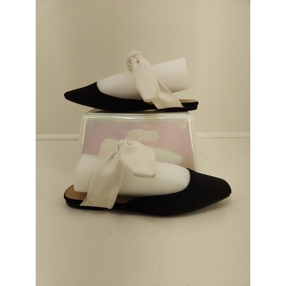 JustFab Knotted Slip-On Mules Bright White Black Women’s Size 8 - Picture 1 of 8